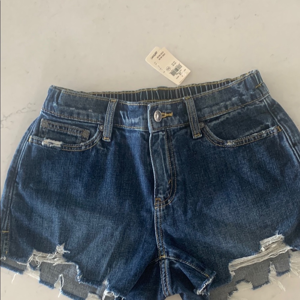 Aerie Blue Jean Shorts Distressed Cuffed